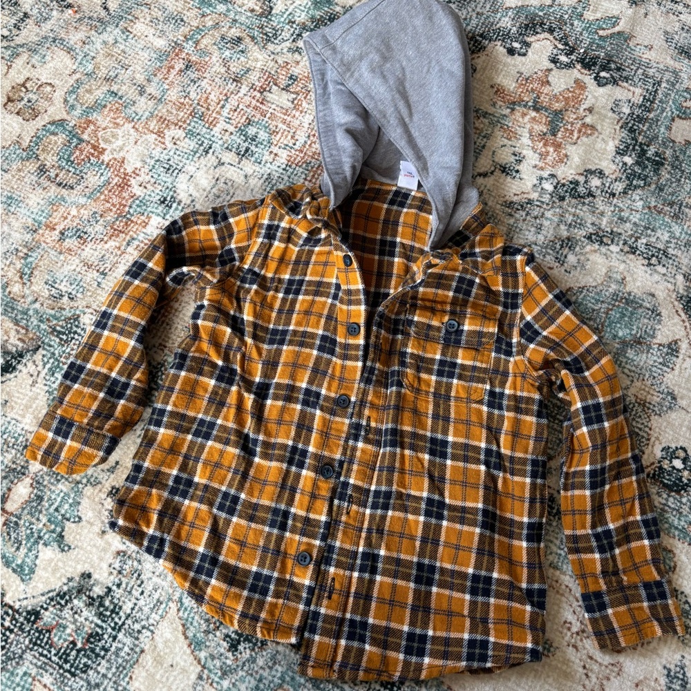 Old Navy Yellow and Gray Button Down Shirt